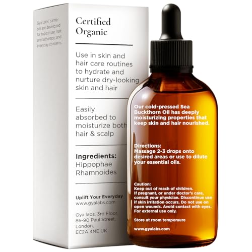 Seabuckthorn Oil for Skin (1.69 fl oz) & Rosehip Oil for Face (1 fl oz) Set - Aromatherapy Grade Essential Oils Set - Gya Labs