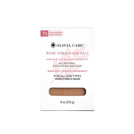 Olivia Care Exfoliating Bar Soap, Rose Himalayan Salt, 100% Natural, Organic Ingredients, Clean Energize Mind Body, Full of Vitamin & Antioxidants, Aromatherapy with Oatmeal (Rose Himalayan Salt)