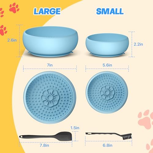 2 Pack Dog Lick Bowl, Slow Feeder Licking Bowl(Blue)