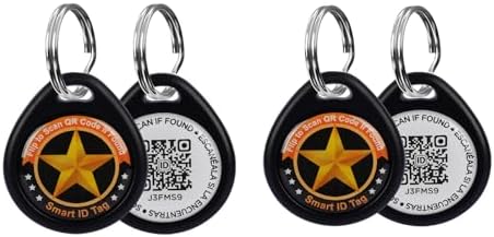 QR Code Smart Pet ID Tag for Cats Dogs - Waterproof Durable Pet Identity Tracking Accessory No Fees & Privacy Protection Personalized for Dogs and Cats (Black*2, M)