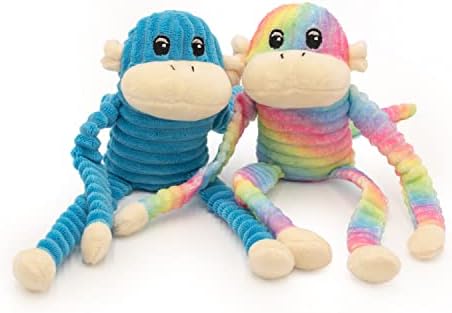 ZippyPaws Crinkle Monkey - Rainbow & Blue 2-Pack, Small
