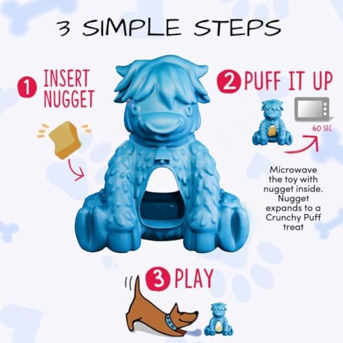 Yeti Puff & Play Interactive Dog Toy, Nugget Treat Dispenser, Blue Yak