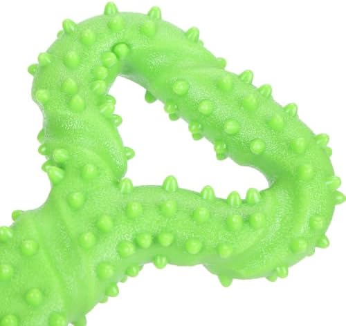 TPR Dog Chew Toy, Bone Shaped Teeth Cleaning Stick with Textured Surface, Green Black, 13 x 4.3 x 1.2 in(Green)