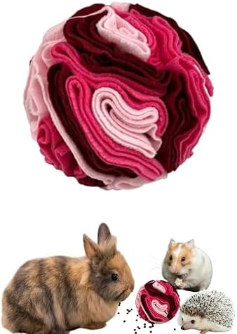 Rabbit Treat Ball Interactive Foraging Toys for Small Pet, Interactive Balls for Rabbits Guinea Pig Hedgehog Chinchilla Ferret Hamster Bunny, Rabbit Enrichment Toy, Rabbits Accessories (Romantic Pink)