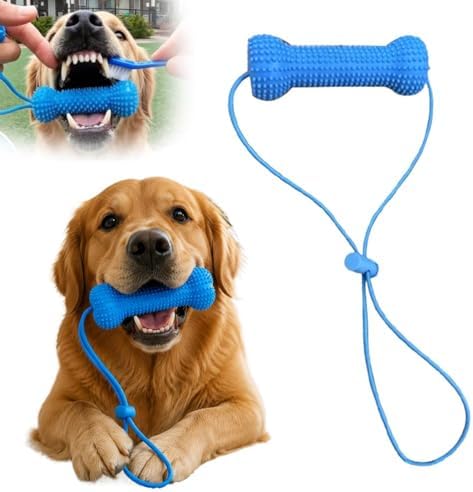 Dog Mouth Opener for Teeth Cleaning, Durable TPR Dog Chew Toy, Pet Dental Care Oral Hygiene, Textured Blue Bone for Medium Large Dogs (1pcs Pet Teething Stick)