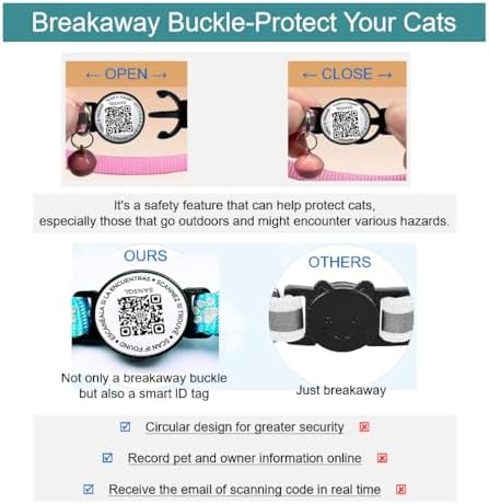 Reflective AirTag Cat Collar with Air Tag Holder and Bell, Safety Elastic Band Cat GPS Collars,Cat ID Tag Personalized, Ultra-Durable, Adjustable, Quick Release, Fits Small Large Cats (Blue)