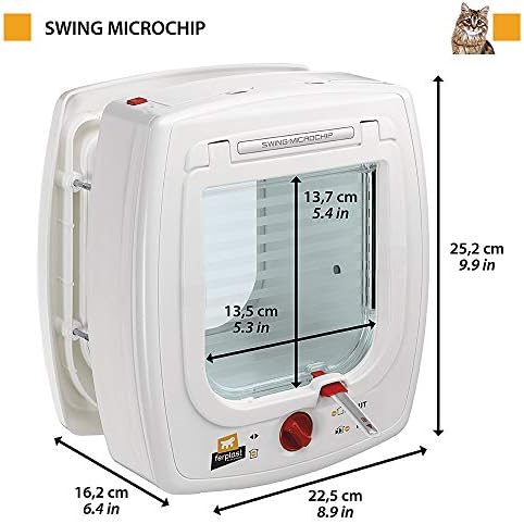 Ferplast Swing Cat Flap with Microchip, White, 22.5 x 16.2 x 25.2 cm