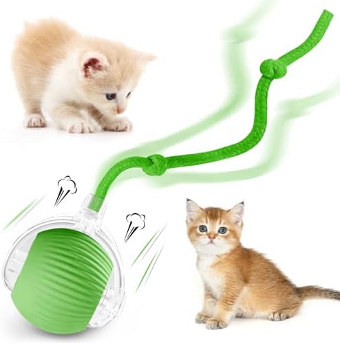 Interactive Cat Ball Toys for Indoor Cats, Peppy Pet Ball, 2025 Upgraded Automatic Kitten Toy for Bored Indoor Adult Cat, 360°Smart Rolling Toy (Green)