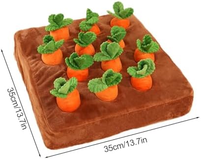 Carrot Snuffle Mat for Dogs, Interactive Dog Plush Puzzle Toys, 2 in 1 Non-Slip Nosework Feed Games, Pet Stress Relief with 12 Carrots