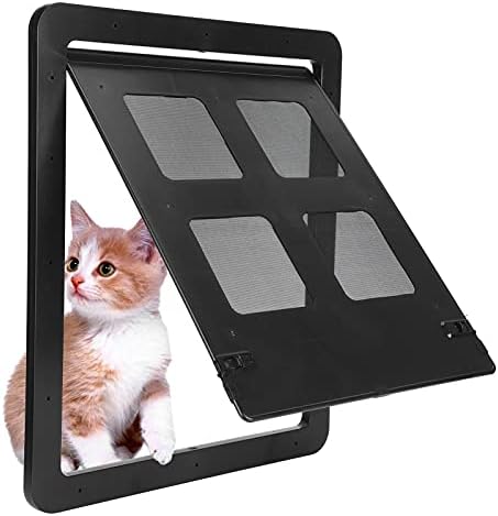 Dog Door For Sliding Glass Door, Doggie Door Dog Door For Screen Doo Dog Door Screen Porch Doggy Door Adult Cat Door Flap Lockable Door Insert For Sliding Door, Black (Large size)