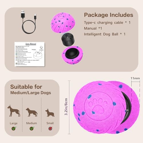 Interactive Dog Ball, Smart Interactive Dog Toys for Medium and Large Dogs