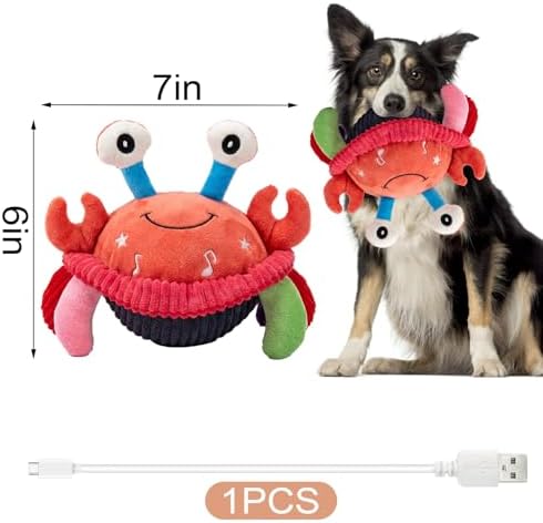 BABORUI Interactive Dog Toys Crab, Jumping Squeaky Dog Toys with Recording and Music Modes, Rechargeable Moving Dog Chew Toys for Small/Medium/Large Dogs to Keep Them Busy(Crab)