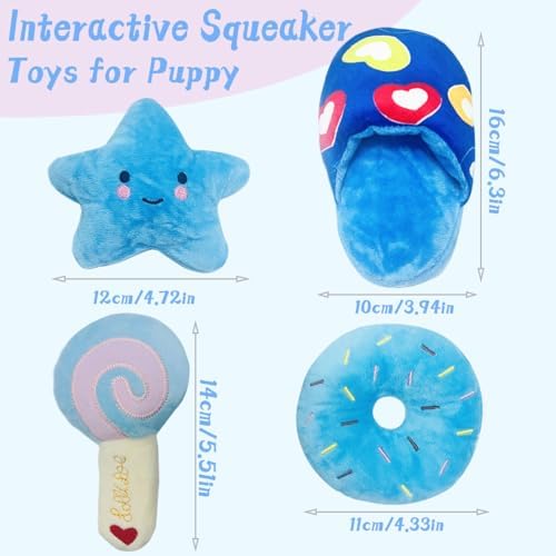 Puppy Toys for Small Dogs, 4 Pack Squeaky Plush Chew Toys for Puppy — Soft Interactive Teething Toys for Chihuahua, Yorkie, Small Breeds