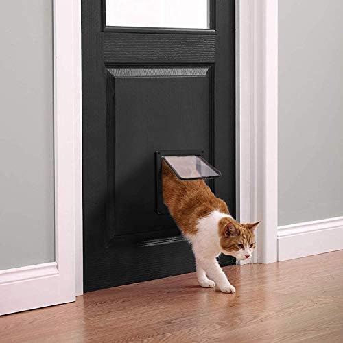 Sailnovo Large Cat Flap, 4-Way Magnetic Closure, Easy Installation Cat Door, Pet Door with Telescopic Frame, Silent Weatherproof Pet Flap in Wall/Wooden Door/Upvc Inner Door (Black, XL)