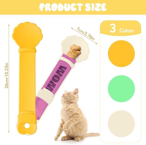 3 Pack Cat Treat Squeeze Spoon Pet Feeding Tool | Multi Function Lickable Puree Feeder for Cat Liquid Snack, Wet Food & Squeeze Treat Strips, 3 Assorted Colors
