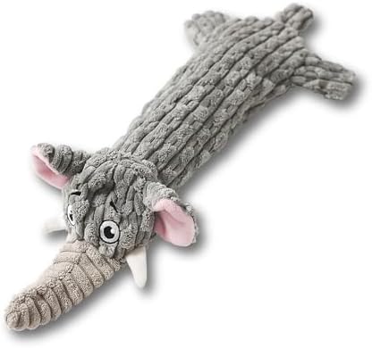 Dog Toys, Squeaky Plush No Stuffing Crinkle Dog Toy for Small Medium Large Dogs, Interactive Puppy Teething Water Bottle Dog Chew Toy (Elephant)