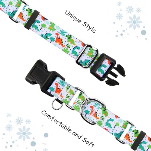 Martingale Dog Collars with Buckle No Pull Training Dog Collar for Small Dogs (Green Dinosaur, Small)