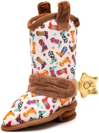 The Worthy Dog Icons Pattern Tough Plush Squeaky Dog Toy, Wild West Boot
