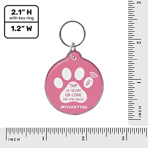 MYLUCKYTAG NFC&QR Code Personalized Dog Cat Tag, Online Pet Profile, Scan QR Receive Instant Pet Location Alert Email