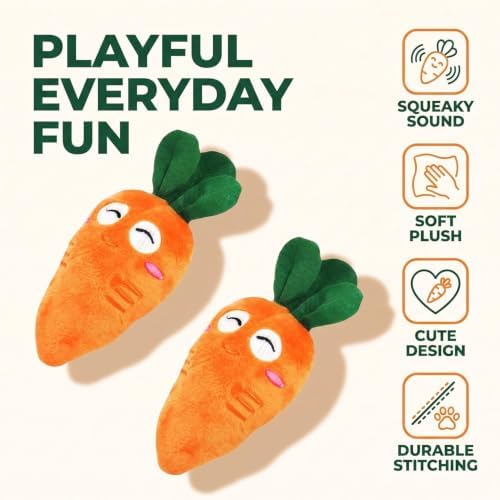 3 Pcs Orange Soft Puppy Pet Supplies Cute Carrot Plush Chew Squeaker Sound Squeaky Toys for Dog Cat Birthday Xmas Gifts
