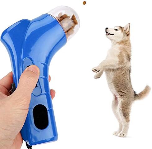 Pet Treat Launcher Funny Dog Food Puppy Snack Dispenser Handheld Dog Food Feeder Pet Training Interactive Toys(Blue)
