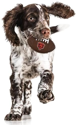 NFL Chicago Bears Mega- Chew Hard Nylon Bacon-Flavored Dog Bone Football Chew Toy Interactive Tasty Fun Dog Chewy Toys Indestructible Strong Durable Tough Pet Biting Playtoy for Aggressive Chewers