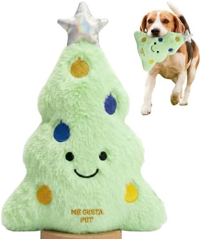 Squeaky Plush Dog Toy with Squeaker – Christmas Tree | Soft Plush Dog Toy for Puppies, Small and Medium Dogs | Machine Washable