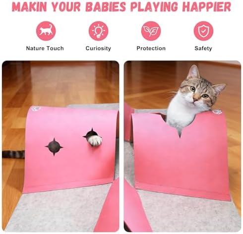 4-Way Cat Tunnels for Indoor Cats, Interactive Toys with Plush Ball