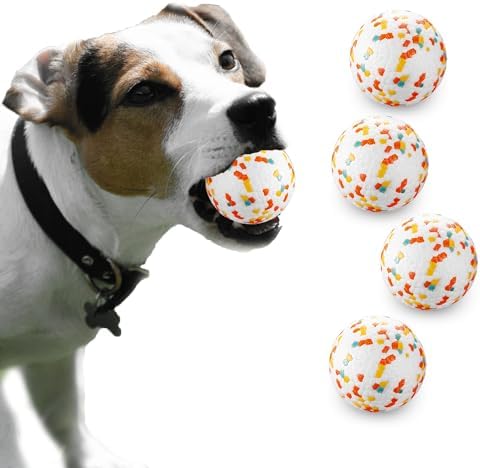 Dog Balls, Indestructible Dog Toy Ball for Aggressive Chewers, Durable High Elasticity Interactive Ball for Training Dog Catch and Fetch, Large Medium Small Dog and Puppies(2.5in, 4pcs)