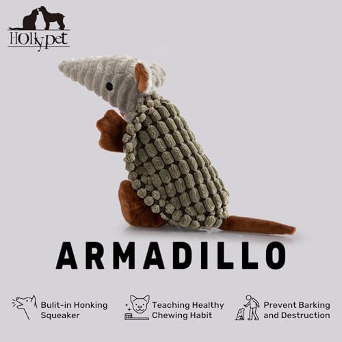 Hollypet Armadillo Squeaky Puppy Dog Toys for Small Medium Dogs, 8"