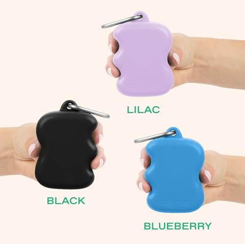 Springland Silicone Dog Training Treat Pouch for Leash, Blueberry | One-hand squeeze dispenser, food-grade silicone, BPA-free, carabiner included, easy-fill holder for rewards on the go