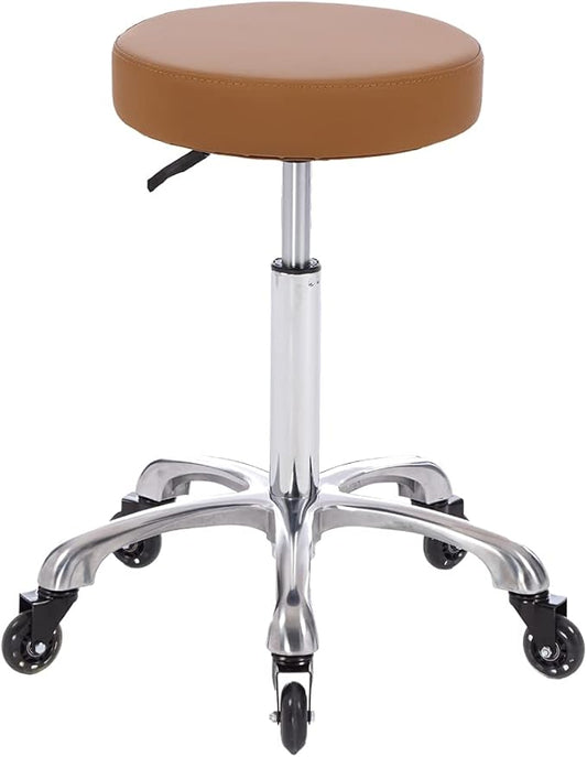 Rolling Salon Stool Swivel Chair with Wheels Height Adjustable Hydraulic for Hair Salon Beauty Facial Massage Spa Tattoo Medical Home Office (Camel)