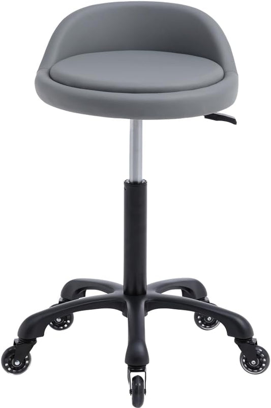 Rolling Salon Stool Chair with Back Support Hydaulic Height Adjustable on Swivel Wheels Heavy Duty for Hair Cutting Esthetician Tatto Beauty Spa Bar Lab Clinic Kitchen Office Home (Dark Gray)