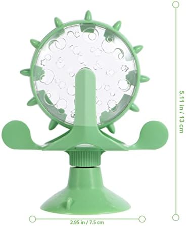 DOITOOL Windmill Cat Toy Cat Treat Dispenser Toy Interactive Cat Toy Slow Feeder Dog Food Dispenser Pet Treat Feeder 360 Degree Rotating Windmill Toys with Suction Cup, Green