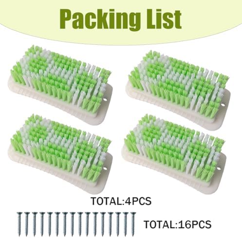 4PCS Pig Enrichment Toy,2-in-1 Self-Grooming and Scratch Brush for Mini Pigs,Reduces Stress,Mini Pigs Self Cleaning Slicker Brushes,Green & White Diamond Pattern,Easy Install for Pens Barns or Yards