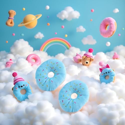 3 PCS Blue Donut Shape Pet Toy,Lovely Donut Shaped Squeaky Squeaking Sound Toy for Pet Chew Toy Squeaky Dog Toy Blueberry Chew Guard Technology Dog Squeak Toys
