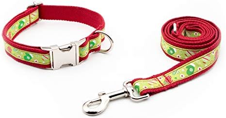 Durable Engraved Dog Collar Adjustable Sizing Fabric (Red Christmas)