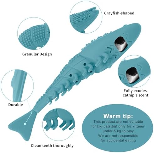 2 Pack Cat Toothbrush Catnip Toy, Crayfish-Shaped Safe Chewing Toy