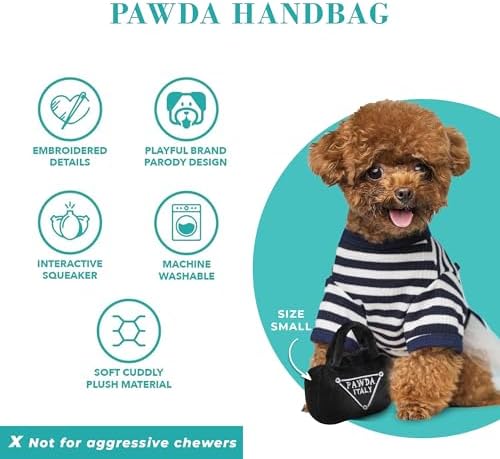 Haute Diggity Dog Pawda Handbag Plush Dog Toy, Designer Parody Chew Toys