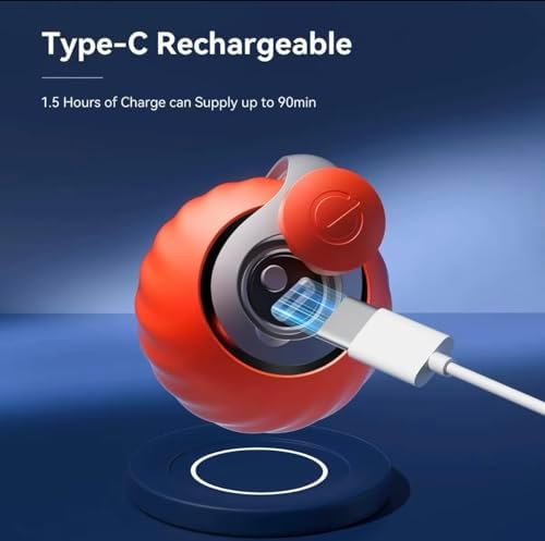 Interactive Automatic Pet Ball Toy for Cats & Small Dogs – USB-C Rechargeable, 3 Tails, 2 Speed Modes for Endless Play (Orange, Small)