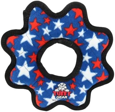 TUFFY® Blue Star Gear Ring Ultra Durable Plush Dog Toy