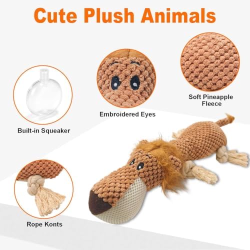 Orange Sea Lion Chew Plush Dog Toy, 14.6 in, Squeaker and Rope