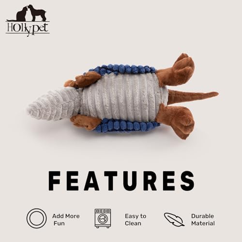 Hollypet Armadillo Squeaky Puppy Dog Toys for Small Medium Dogs, 8"
