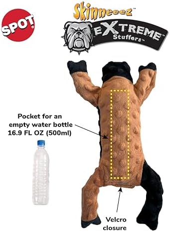SPOT Skinneeez Extreme Stuffers Cow - Stuffing Free Dog Toy with Squeaker & Rip Stop Mesh Lining for Durability- Insert Plastic Bottle for Extra Crunch, for Small to Medium Puppies & Dogs - 14in