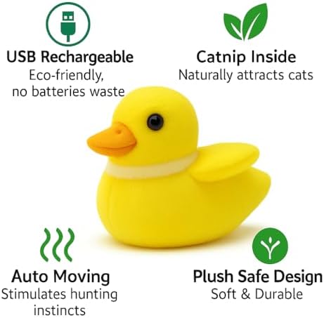 Flapping Wings Cat Toys - Interactive Squeaking Catnip Toys for Cats with Real Chirping Duck Sound - Fun Kitty Kitten Catnip Toys for Cat Exercise - Plush Duck