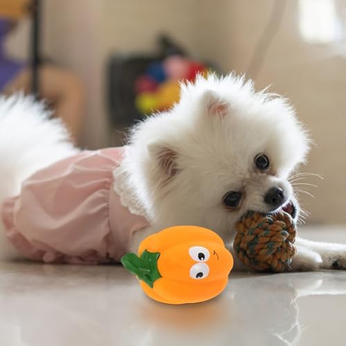 balacoo Squeaky Dog Toys - Halloween Latex Pumpkin Dog Chew Toys, Puppy Chew Ball for Pet Interactive Play, Grinding Teeth