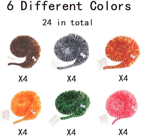 KuuGuu 24 PCS Cat Worm Toy Zebra Print Feather Worm Teaser Refills Attachment Cute Cat Wand Replacement Interactive Wand Accessories for Fishing Pole Toy Teaser for Indoor Cats Kitten