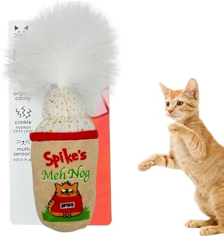 Huxley & Kent Plush Crinkle Catnip Cat Toy, Meh Nog