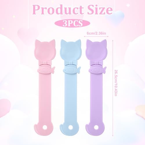 3PCS Cat Treat Feeding Spoon Squeeze, Wet Food Dispenser for Cats, Big Size Easy Feeding Tool, Cat Multi-Function Strip Spoons Set for Licky Treats, Lickable Creamy Wet Food(Pink, Blue, Purple)
