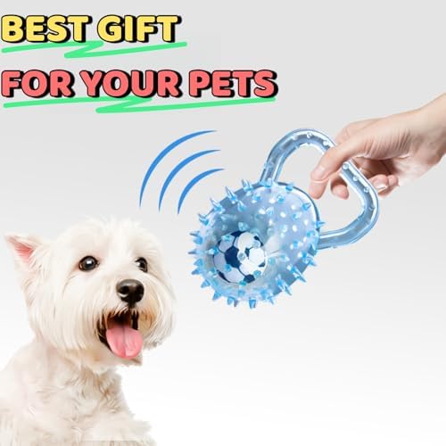 Tough Dog Ball Toy Durable Interactive Fetch Toys Strong Rubber Tennis Ball Included Squeaky Floating Chew Toy for Medium Large Breeds (Blue)